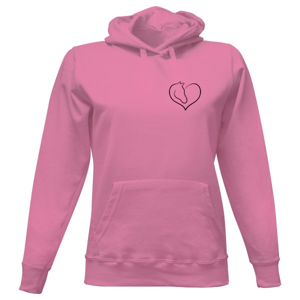 Dámská mikina s kapucí s potiskem Koně v srdci