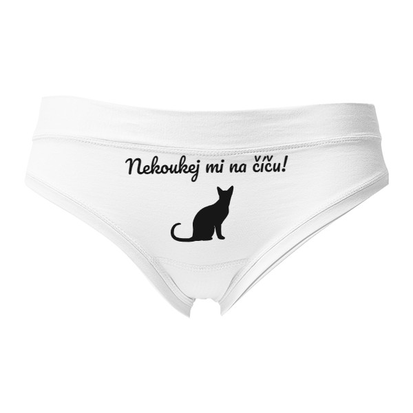 Dámská tanga - Výprodej s potiskem Nekoukej mi na číču! 